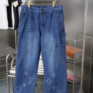 High Quality AAA Louis Vuitton Trousers Red Jacquard Spring Summer Embroidery