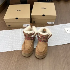 AAA High Quality Ugg Sneakers Red Eva Sheepskin Suede Lace Winter
