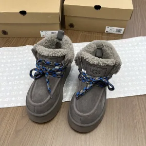 Luxury Designer Ugg Sneakers Red Eva Sheepskin Suede Lace Winter