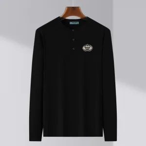 Designer 1:1 Prada Cotton Long-Sleeved Polo Shirt For Autumn