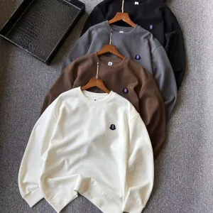 High Quality Designer Moncler Hoodies Red Cotton Silk Milk Honeycomb Weave Simple Design White Embroidery