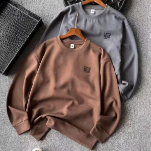 Luxury Designer Loewe Sweatshirt Yellow Cotton Silk Milk Honeycomb Weave Simple Design