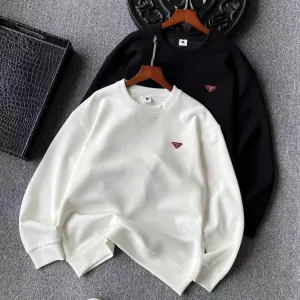 Super Clone Prada Sweatshirt Red Cotton Air Silk Milk Honeycomb Weave Simple Design White