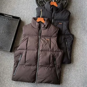 Designer High Quality Zegna Vest Red Cotton Feather Duck Down Nylon Fabric Winter