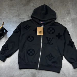 Designer Super Clone Louis Vuitton Coat Ash Eva Cotton Velvet Distressed Jeans Streetwear Autumn Winter And Embroidery Side Pockets