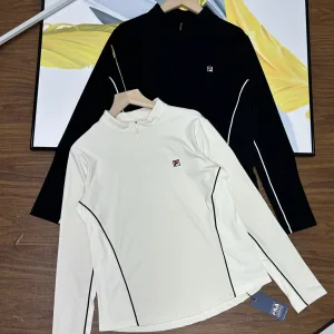 Designer Super Clone Fila Long-Sleeved Shirts Black Eva Cotton Down Daily Commute Autumn