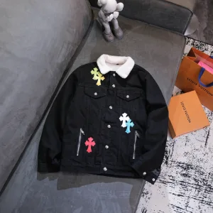 Reps AAA Chrome Hearts Outerwear Ash Sheepskin Suede Denim