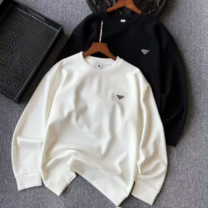 High Quality Designer Prada Hoodies Red Cotton Silk Milk Honeycomb Weave Simple Design White Sophistication