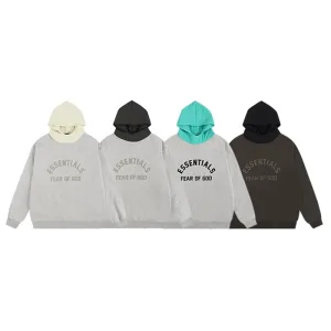 Reps Luxury Fear Of God Hoodie Red Male Cotton Adhesive Fleece Coated Fabric Adjustable Drawstring Street Style Gothic Enzyme Washing