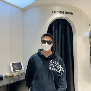 High Quality Margiela Hoodie Black Cotton Pure Double-Sided Fabric Autumn Winter