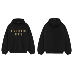 High Quality Fear Of God Long-Sleeved Shirt Red Male Cotton Fleece Fabric Adjustable Drawstring Street Style Gothic Enzyme Washing