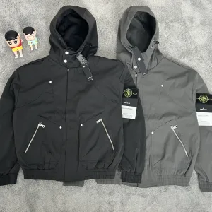 AAA Stone Island Coat Red Polyester Exquisite Workmanship Street Style Autumn