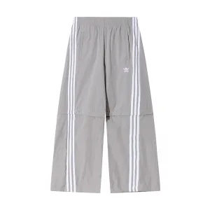 Designer Adidas Wide-Leg Pants Red Polyester Lace Embroidery Heavy