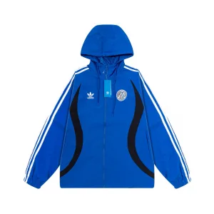 High Quality AAA Adidas Outerwear Blue Polyester Fiber Lace Autumn Embroidery Heavy