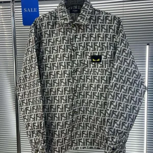 Luxury Fendi Shirts Red Jacquard Denim