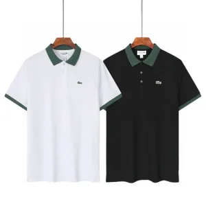 High Quality Lacoste Short-Sleeved Shirts Red Mesh Simple Style Spring Autumn Embroidery 3D Logo