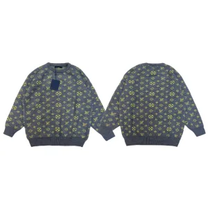 Luxury Designer Louis Vuitton Sweater Green Wool Blend Jacquard