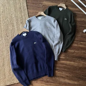 Designer Lacoste Sweater Green Wool Autumn Winter And