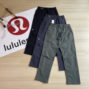 Designer High Quality Lululemon Trousers Red Nylon Woven Fabric Quick-Drying Sophistication Autumn Zippered Pocket