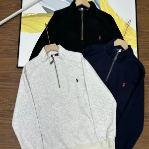 High Quality Designer Ralph Lauren Long-Sleeved Sweatshirt Blue Cotton Relaxed Fit Autumn Embroidery