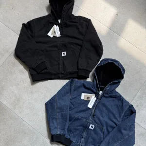 Designer Carhartt Outerwear Blue Cotton Wool Lambswool Fleece Denim Easy To Match Autumn Winter Patch