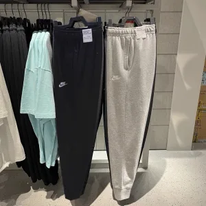 High Quality Nike Long Pants Red Cotton Pure Fleece Running Autumn Winter Slim Fit Embroidery