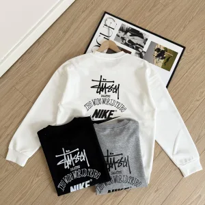 High Quality Nike Long-Sleeved Ash Cotton Spring Autumn Winter Crisp Silhouette