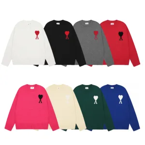 High Quality Ami Long-Sleeved Shirts Red Cotton Pure Down Polyester Jacquard Street Style