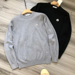 High Quality Designer Monk Sweater Red Wool Cashmere Jacquard Embroidery