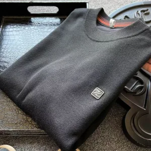 Designer Reps Zegna Sweater Red Wool Fleece Winter Metal Logo