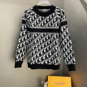 Designer Luxury Dior Sweater Red Wool Jacquard