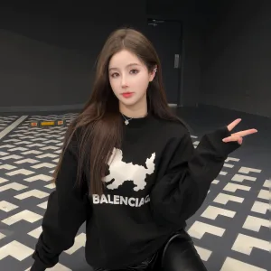 Super Clone Balenciaga Hoodies Black Jacquard Easy To Match