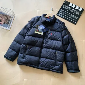 Luxury Super Clone Ralph Lauren Outerwear Red Cotton Pure Duck Down Nylon Relaxed Fit Embroidery