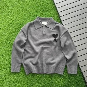 Super Clone Designer Ami Sweater Red Cotton Wool Cashmere Blend Nylon
