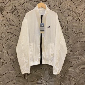 Designer Luxury Adidas Jacket White Wrinkled Fabric