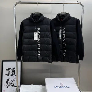 High Quality Monk Down Jacket Black Wool Goose Duck Nylon Patch