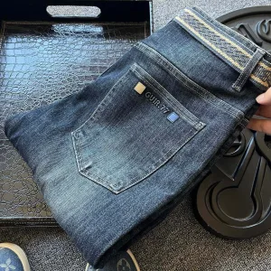 High Quality Luxury Balenciaga Jeans Red Cotton Long-Staple Soft Spandex Denim Exquisite Workmanship
