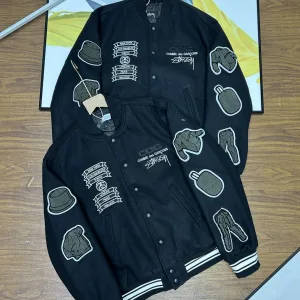 High Quality Stussy Jacket Ash Wool Blend Fine