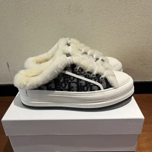 Super Clone Dior Sneakers Red Eva Cotton Wool Lace Denim Embroidery