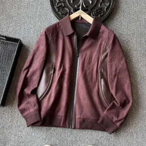 Super Clone Dior Coat Red Cotton Thin Suede Formal Business Zippered Pocket