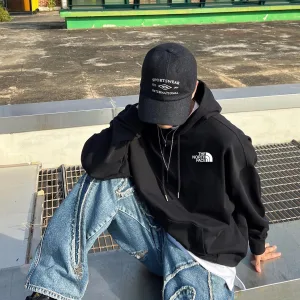 Reps The North Face Hoodie Ash Cotton Xinjiang Ribbed Fabric Relaxed Fit Spring Autumn