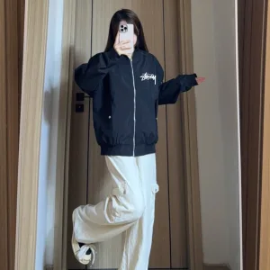 Reps Stussy Jacket Ash Cotton Pure Lightweight And Comfortable To Wear Street Style