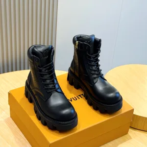 High Quality Louis Vuitton Cowhide Military Boots For Winter