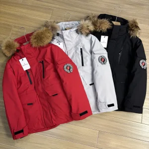 High Quality AAA Monk Down Jacket Red Cotton Gabardine Streamlined Cut