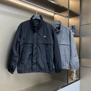 AAA Reps Prada Outerwear Ash Cotton Silk Nylon Fabric Metal Logo