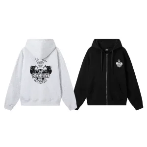 High Quality Stussy Jacket Ash Eva Cotton Pure Fleece Streetwear Exquisite Tailoring Plastisol Printing