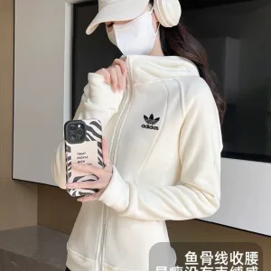 Super Clone Adidas Outerwear Red Cotton Fleece Suitable For All Body Types Spring Autumn Winter