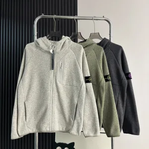High Quality Super Clone Stone Island Coat Green Fleece Fabric Running Urban Commuting Spring Autumn Winter