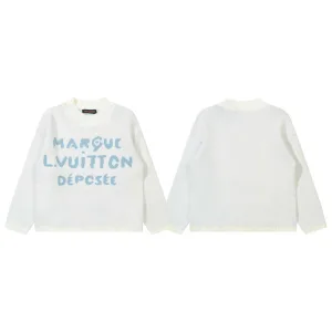 High Quality Designer Louis Vuitton Sweater Blue Wool Blend Jacquard