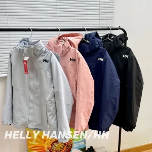 High Quality Luxury Helly Hansen Windbreaker Red Gore-Tex Fleece Sophistication Autumn Winter Three-Proof Fabric Patch 3D Logo